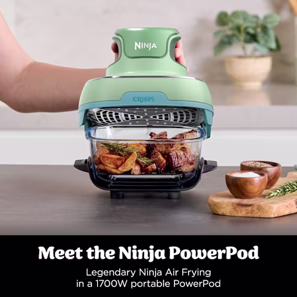 Ninja CRISPi 4-in-1 Portable Small Glass Air Fryer – Mint Pond FN101UKGNBL