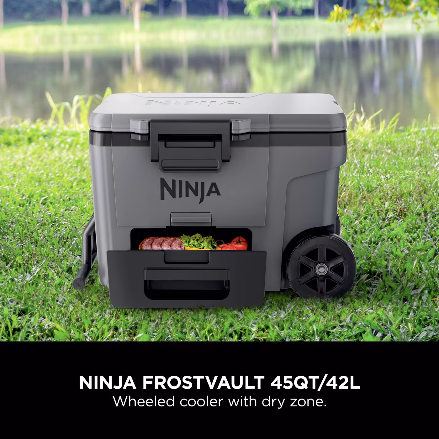 Ninja FrostVault 45QT/42L Wheeled Cooler with Dry Zone, Slate Grey FB245UKGY