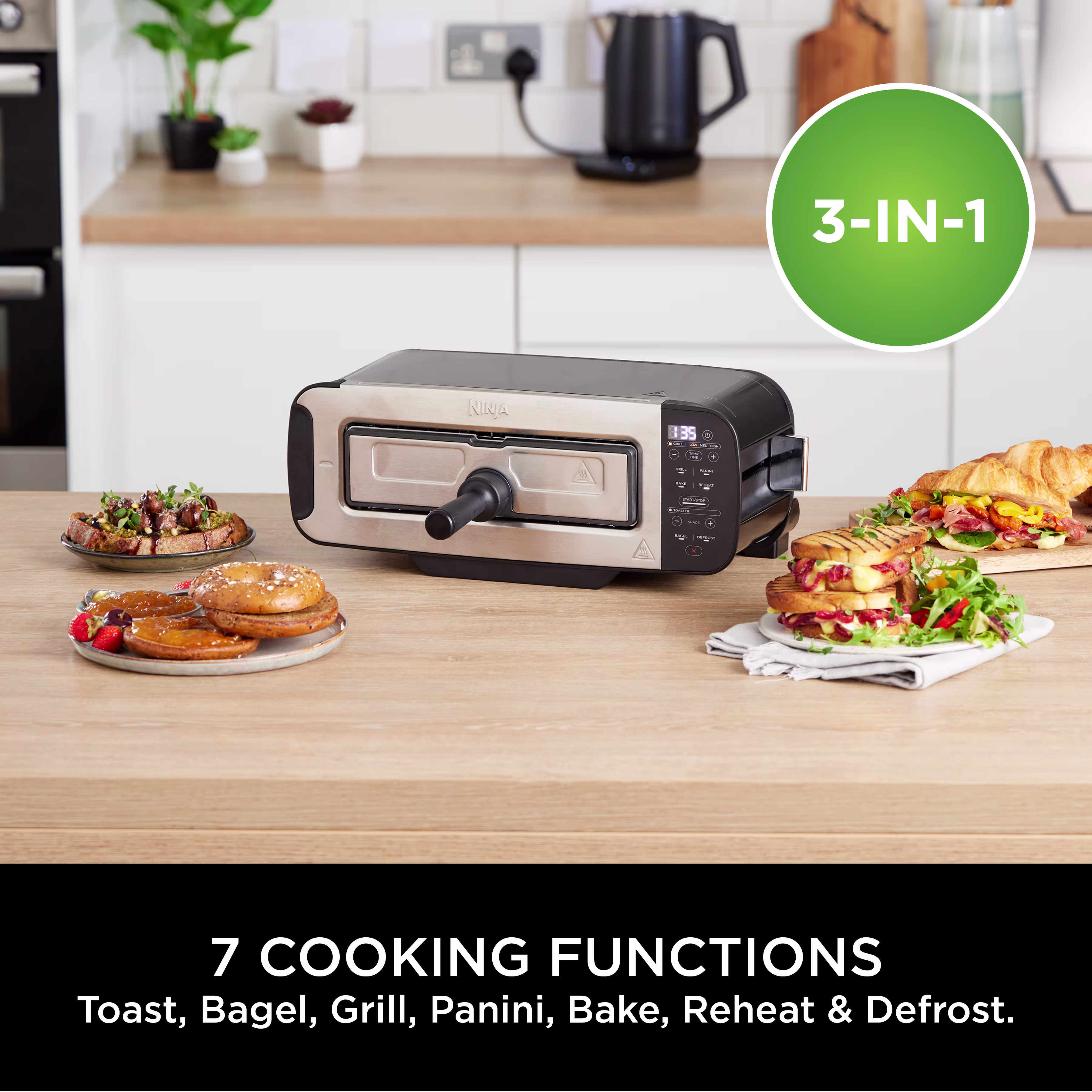 Ninja Foodi 3-in-1 Toaster, Grill & Panini Press [Black] ST200UK