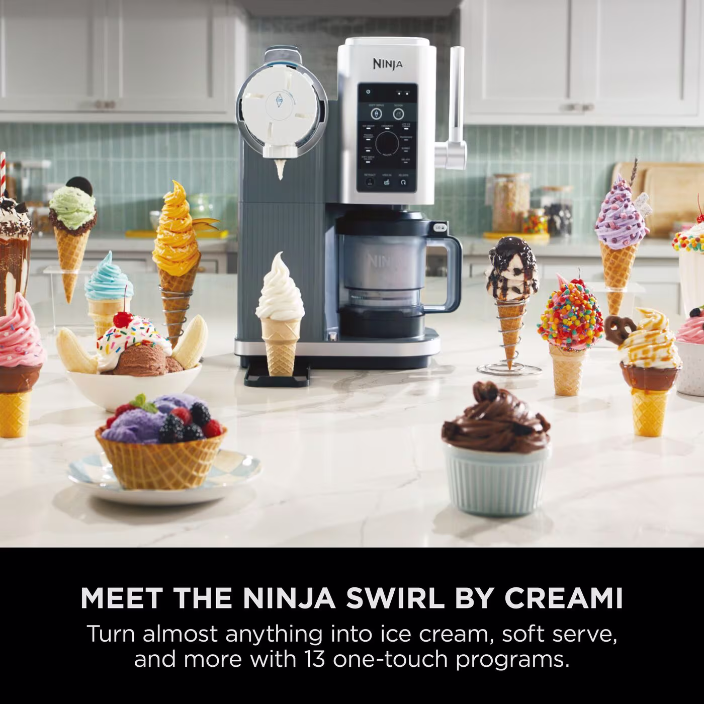 Ninja Swirl by CREAMi 13-in-1 Soft Serve & Ice Cream Maker NC701UK