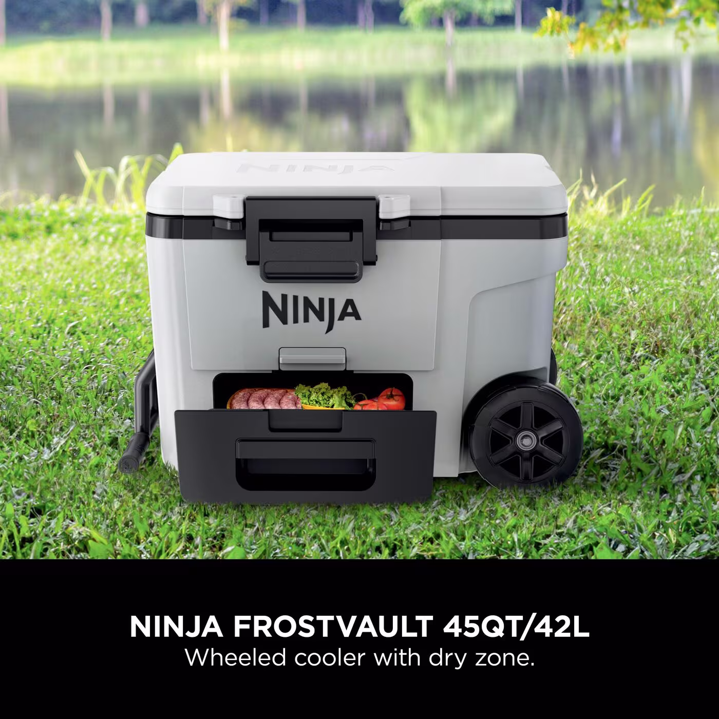 Ninja FrostVault 45QT/42L Wheeled Cooler with Dry Zone, Cloud White FB245UKWH