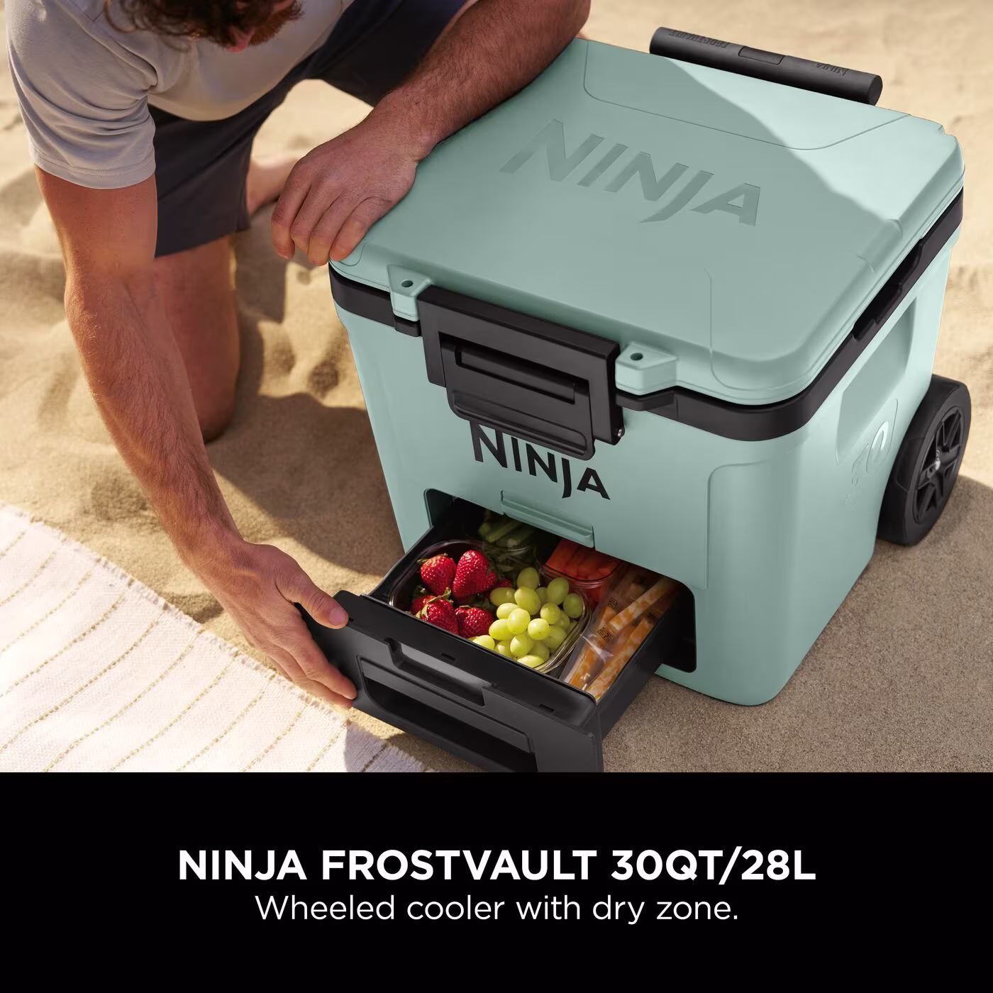 Ninja FrostVault 30QT/28L Wheeled Cooler with Dry Zone, Seafoam Blue FB230UKMT