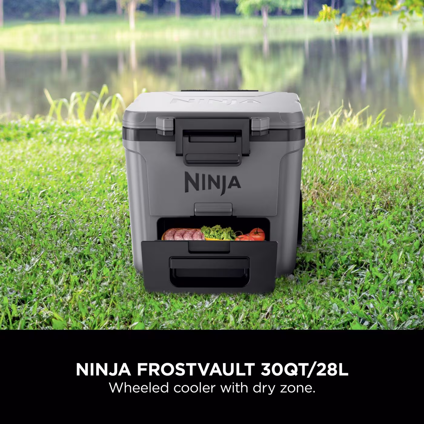 Ninja FrostVault 30QT/28L Wheeled Cooler with Dry Zone, Slate Grey FB230UKGY