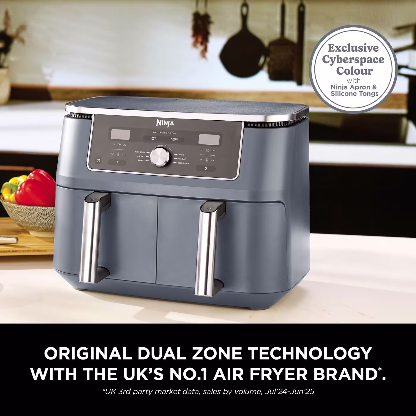Ninja MAX 6-in-1 Dual Zone Air Fryer 9.5L – Cyber Space DZ400UKCYD