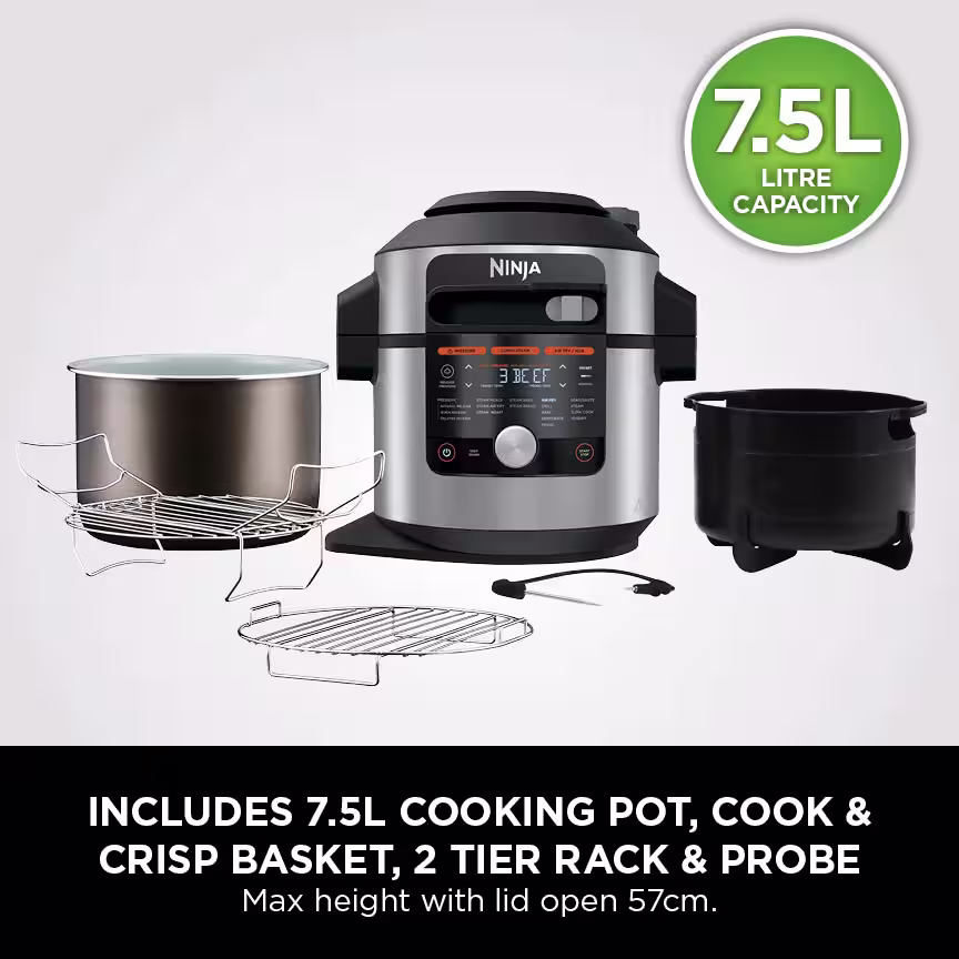 Ninja Foodi MAX 15-in-1 SmartLid Multi-Cooker with Smart Cook System 7.5L OL750UK