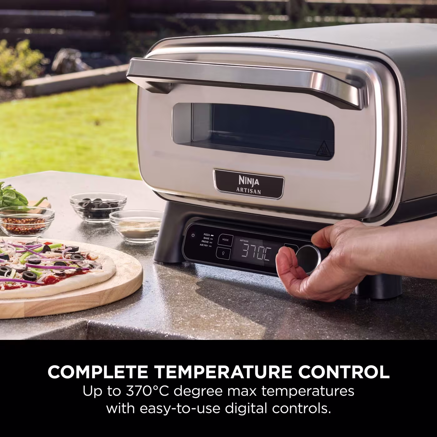 Ninja Artisan Electric Outdoor Pizza Oven & Air Fryer, Stand and Cover Bundle