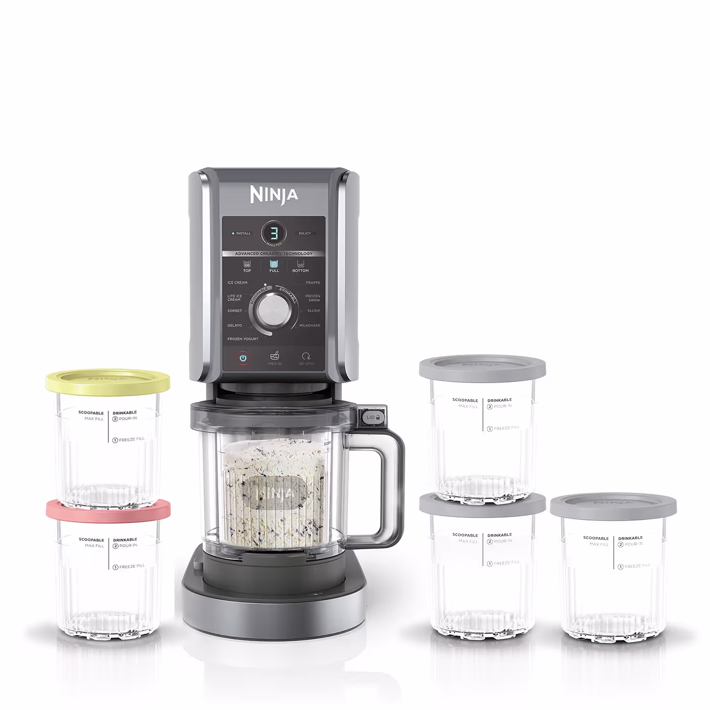 Ninja CREAMi Deluxe 10-in-1 Ice Cream and Frozen Drink Maker (4 Tub Bundle)